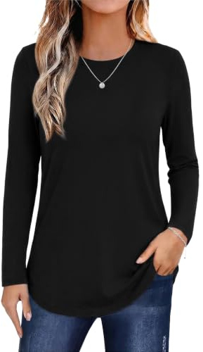 Aottori Womens Thermal Long Sleeve Top Round Neck Soft Stretch Casual Tunic