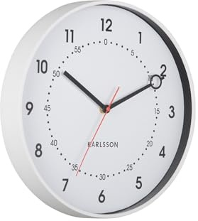 Karlsson Fresco Wall Clock 31.5 x 31.5 x 31.5 cm White | Round - Modern - Plastic - Wall Clock Modern Living Room - Wall Clocks