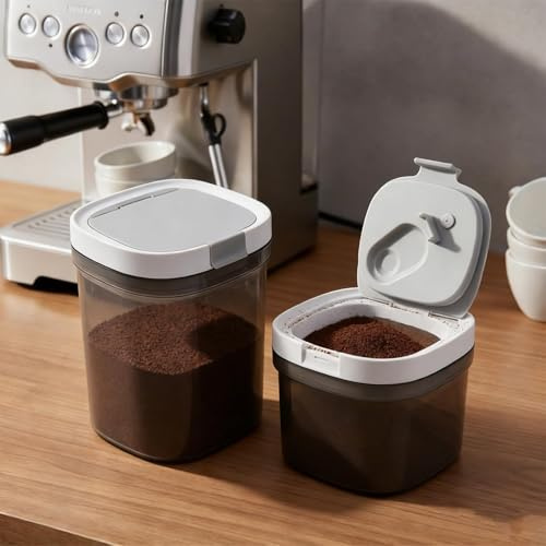 Gzsekken 2 Pack Coffee Bean Storage Container,Airtight Coffee Container with Lid & Scoop,800 +1300 ML BPA Free Plastic Kitchen Food Storage Container for Ground Powder, Spices, Herbs, Candy, Snacks