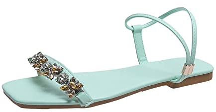 Cocila Sandales Femme Été Confortable Mode Ouvert Chaussures Orteil Fleur Décoratives Dames Rond Plat Pour Femmes Chaussure Et Nu-Pieds Pieds Larges D Plates Compensée Chic Sandale Compensee Eté Vert