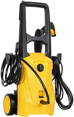 Outsunny Idropulitrice ad Alta Pressione 1600W con Ugello Regolabile e Kit Pulizia, Idropulitrice Professionale, Rame e Alluminio,120 Bar, Portata Max 390 l/h, per Casa, Patio e Auto, Giallo