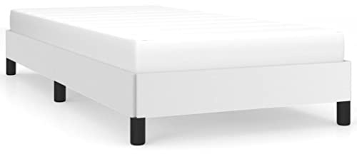 XHNIFBN Polsterbett Weiß 100x200 cm Kunstleder Rahmen Modernes Schlafsofa Einzelbett mit Lattenrost Easy Clean für Schlafzimmer und Gästezimmer
