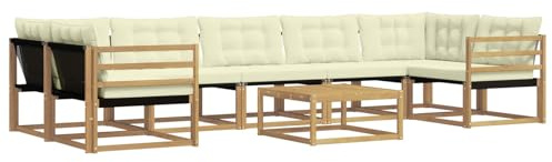 vidaXL Outdoor-Sofagarnitur 8 pcs Weiß und Creme 79 x 79 x 37 cm, Moderne Garten-Sofaset, wetterfeste Möbel, schicke Kollektion, bequemes Loungesofa für die Terrasse