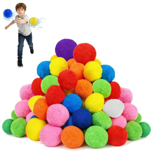 LUKIUP 50 Stück Wiederverwendbar Wasserbomben Softball, Baumwoll Wasserbomben Splash Bälle für alle Wasserspiel Sommerparty Outdoor