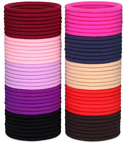 H&S Haargummi Set für Mädchen Damen & Männer - 100 Stück Zopfgummis 4mm Klein - Dünne Bunte Haargummis, Schonend Weich, Elastisch und Ohne Metall für Alle Haartypen