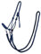 QHP Knotenhalfter mit Zügeln robustes 10 mm dickes Seil (Navy, Warmblut)