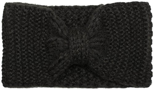 styleBREAKER Damen Strick-Stirnband Reiskorn, Schwarz | Mit Knoten-Detail, elastisches Material, Kopfumfang 48-59 cm, 22 cm Bundweite, 12 cm breit, Knotenhöhe ca. 5,5 cm vorne.