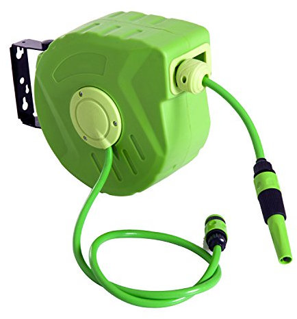 Outsunny Schlauchtrommel 10+1m Schlauchaufroller Automatik schwenkbar Druckluft Garten 180° schenkbar Druckluftschlauch Grün