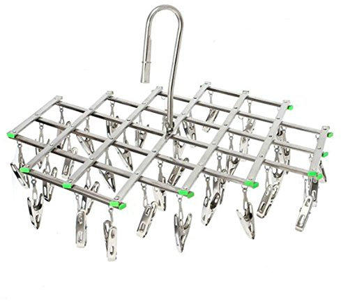 Wuyue Hua acciaio INOX 35 clip stendino, salvaspazio, attaccapanni, Smart Hook design evitare Blowing away, asciugatura pioli per calzini, asciugamani, biancheria intima, Acciaio inossidabile