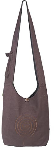 Vishes - Umhängetasche aus langlebiger, handgewebter Baumwolle mit aufgestickter Spirale - Unisex braun