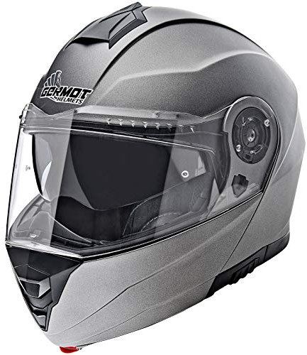 Germot Motorrad Klapp-Helm GM 960, kratzfestes Visier, matt-gun, XS