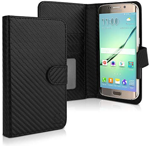 CELLONIC Smart Flip Cover für Smartphones (16.3cm x 8.5cm x 1cm) Handyhülle, Universal Schutzhülle - Bookstyle Case PU Leder Klapphülle faltbar, Tasche schwarz, Kartenfach Hülle Kreditkarte Karte