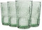 Bormioli Rocco Romantic Highball Glasses Set - Vintage Italian Cut Glass Cocktail Tumblers - 340ml - Green - Pack of 12