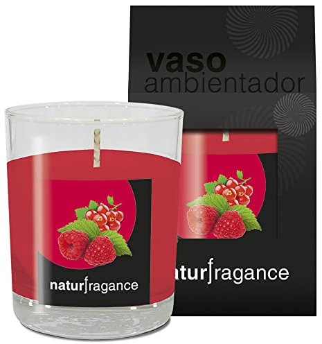 Flower - Naturfragance Vaso Ambientador Aroma Frutos Rojos, Pack 3 Velas Aromáticas, Ideal para Interiores y Exteriores, Duraderas, Elegantes y Decorativas, Multicolor
