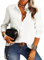 NONSAR - Chemisier élégant pour Femme - Col en V - Manches Longues - Décontracté - avec Boutons - Chemise Ample à Manches Longues pour Le Travail - Couleur Unie (S, Blanc.)