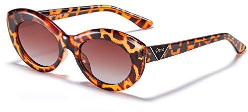 DUCO Cat Eye Sonnenbrille für Damen Retro Sonnenbrille mit ovalem Rahmen Vintage Fashion UV-Schutz 1223 (Tortoise)