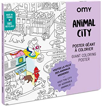 OMY Poster géant à colorier animal city - 70x100cm