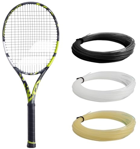 Babolat Pure Aero Plus - Racchetta da tennis (impugnatura da 10,6 cm), con corda da 16 g di intestino bianco a tensione media