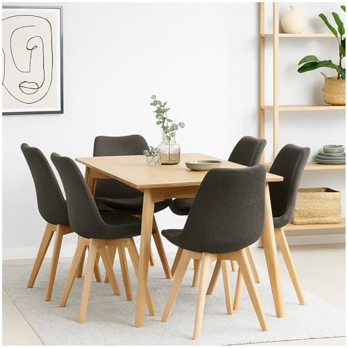 HTI living Stuhl Atlanta Webstoff Grau Esszimmerstuhl Webstoffbezug Holzfüße 1-teilig