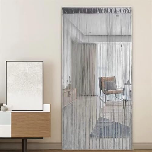 ave split 2pack Doorways Door String Curtain 100X200cm Wall Panel Fringe Window Room Blind Divider Tassel Screen for Party Home Wedding Decorative (Silver 2pack)