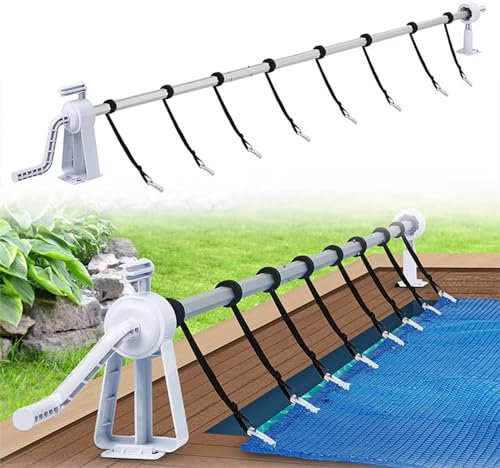 YUENFONG Système d'enroulement Mobile en Acier Inoxydable pour bâches solaires, bâches de Piscine, enroulement Mobile réglable, avec Roues et Sangles, résistant aux intempéries (1,05 m-6,15 m)
