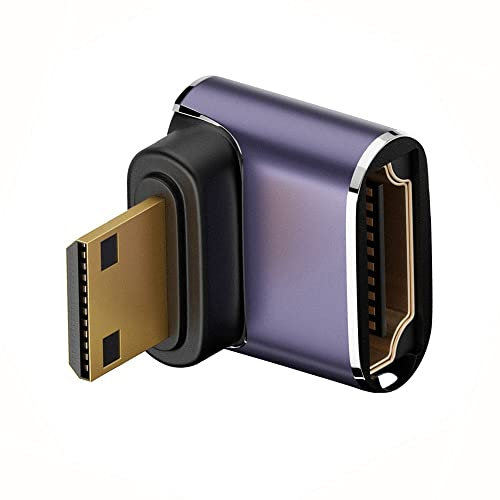 xiwai Convertitore dorato da 8K 60hz HDTV Mini HDMI a 90 gradi, mini HDMI maschio a femmina, adattatore di prolunga UHD 2.1 UHD