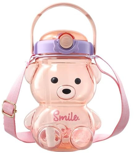 Nivofu Bouteille d'eau en forme d'ours, 1000ML Bouteille d'eau, Camping Gourde, Bear Straw Bottle, Bouteille portable, Anti-fuite Bouteille d'eau en forme d'ours, Gourde Sport Étanche (Violet)