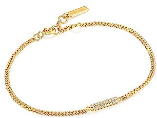 ANIA HAIE Damen Armband GLAM ROCK aus 925 Sterling Silber 14k vergoldet, besetzt mit 18 Zirkonia, Länge 16,5 cm + 2 cm, inkl. Geschenkverpackung