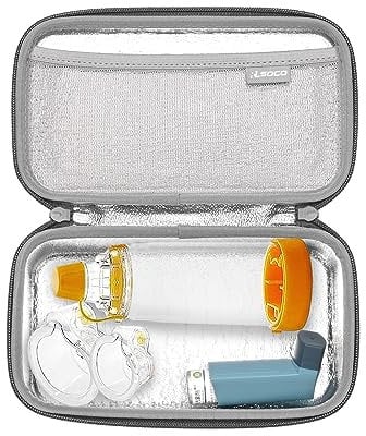 RLSOCO Tasche für Asthma-Inhalator für Kinder und Erwachsene, Inhalator Abstandshalter Reiseetui für Gerät, Maske und Anderes Zubehör (Nur Tasche) (Rot)