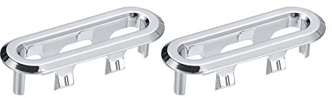 QUARKZMAN 2Stk Spüle Trimmung Überlauf Deckel Spüle Überlauf Ringe 47.6x13.5mm Oval Bad Küche Becken Ablaufdeckel Locheinsatz Kappen Silber