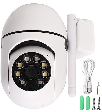 Lazmin112 Telecamera di Sicurezza Wireless per Esterni, WiFi 1080P, Visione Notturna HD, Interfono Vocale Bidirezionale, Rilevamento del Movimento, Telecomando, Avvisi in Tempo Reale