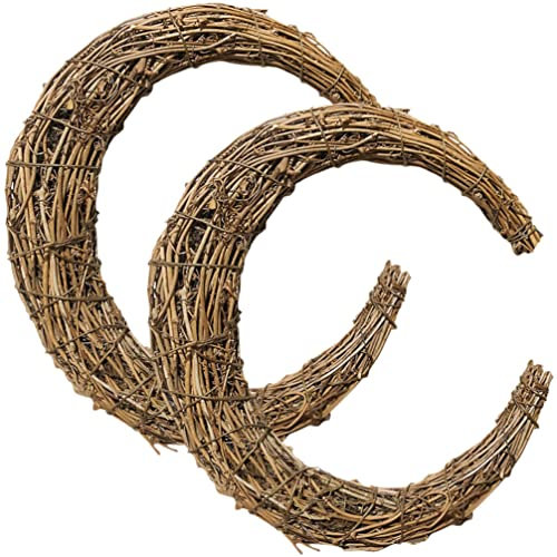 Veemoon 2st Rattan-Girlande Rattan-weinrebenkreis Blumenring Drahtkranzrahmen Rattanreifen Selber Machen Kranz Rahmen Reifen Herbstdekorationen Für Zu Rohling Mond Dekoratives Holz Eisen
