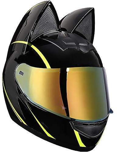 Letetexi Motorradhelm mit ECE Genehmigt Herren, Fullface Helm mit Schirm Anti Fog Doppelvisier Motorrad Klapphelm Geschlossenen Motorradhelm Katzenohren für Damen Vollvisierhelm leise