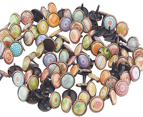 GORGECRAFT 1 Box Mit 100 bunten Papierklammern 12mm Durchmesser Mini-Runde Metallklammern Splinte Zum Basteln Emaille-Eisenklammern DIY-Scrapbooking Kartenherstellung Fotoalbum-Verschönerung Rotkupfer