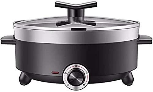 SilteD 4L Multi-Function Electric Cooker Pan With Lid Adjustable Thermostatic Control Non-Stick Aluminium Electric Frying Pan Cooker