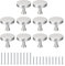 sourcing map 10 Pack Round Cabinet Knob, Single Hole Drawer Knobs Silver Kitchen Cabinet Knobs for Cupboard Drawer Pulls Silver