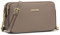 David Jones - Petit Sac Bandoulière Femme - Pochette Téléphone Portable Cuir PU Rigide - Besace Chaînes Porté Epaule - Sacoche 3 Compartiments Poches - Soirée Shopping Ville Tendance - Marron Taupe