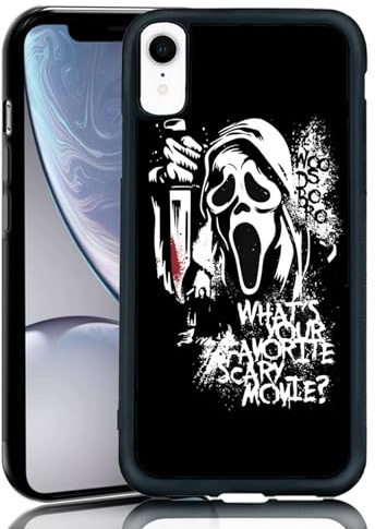 MMYAJT Favorite Scary Phone Case Compatible with iPhone Xr, Scream iPhone Case Shockproof Black and White Phone Halloween Funny Cover Gift for Boy Girl Men Women