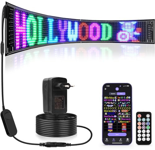 Letrero LED programable grande, 37 x 8 pulgadas, flexible, 12 V, para interiores, con control remoto, control de aplicación Bluetooth, patrón de texto personalizado, animación, pantalla LED digital