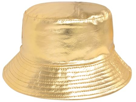 YAMEIZE Trendy Waterproof Bucket Hat Reversible - Rain Hat Beach for Women Men Double-Side Fisherman Hats Sun Hat Hiking Outdoor Gold