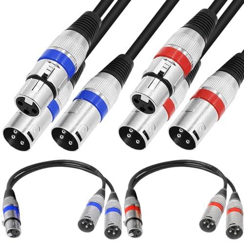 Xiatiaosann XLR 1 to 2 Splitter Microphone Cable, XLR Female to Dual XLR Male Balanced Patch Y MIC Cord (45cm/1.5FT)