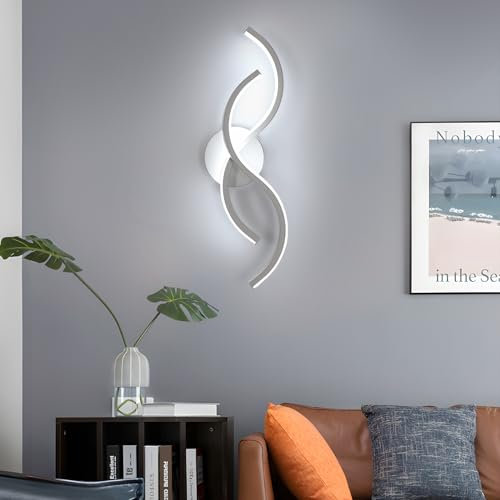 DELIPOP Applique LED da Parete Interno, 15W Bianco Lampada da Parete Interno Moderno, Creativo Lampada a Muro in Acrilico per Camera da Letto Corridoio Soggiorno Scala, Bianca Fredda 6500K