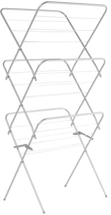 OHS Clothes Drying Rack, 3 Tier Clothes Airer Laundry Foldable Sturdy Horse Indoor Maiden for Clothes Towels Sheets Laundry Rack 15m Drying Space, 136 x 62 x 49cm