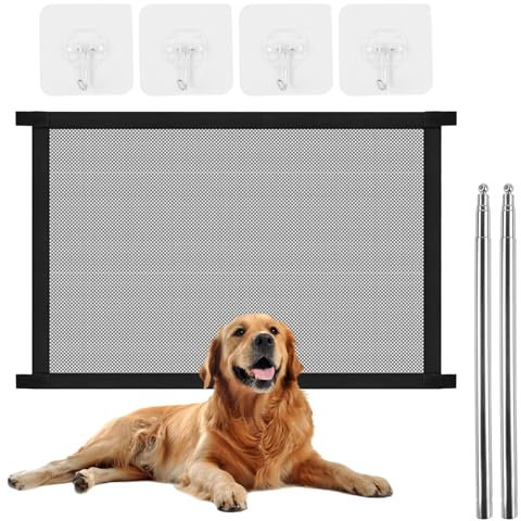Rejilla de protección para escaleras, para perros, sin agujeros, para perros, rejilla de separación, para gatos, portátil, para mascotas, para escaleras, con gancho adhesivo