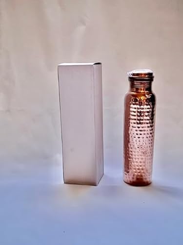 BLIXIFY Botella de agua de cobre puro, 34 onzas/1000 ml, hecha a mano, martillada, ayurvédica, a prueba de fugas, recipiente para beber