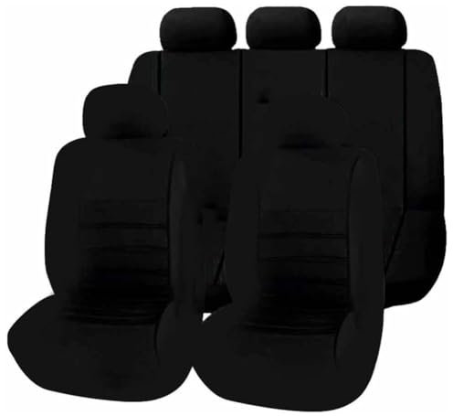 JianFei Auto SitzbezüGe Sets FüR SEAT Ibiza 5-door/Ibiza ST 5-door 6F 6J 6L 2021-2025, Leinen Stoff AutositzbezüGe SchonbezüGe Sitzbezug Vorne Und Hinten Atmungsaktiv ZubehöR,B/9pcs Set Black