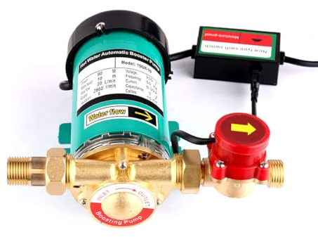 90 W/120 W Pompe automatique d'eau de chauffage : pompe à pression haute performance avec sortie 25 l/min, pour la maison, la douche, le jardin et les systèmes d'irrigation (15GR-10 (90 W)