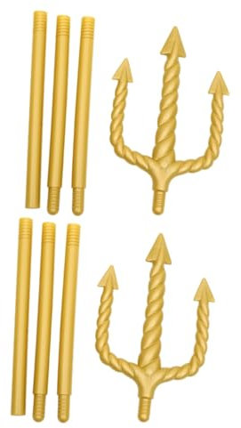 LIFKOME 2 Piezas Tridente de Neptuno Decoración Fiesta temática Accesorio Fiesta Disfraces Demonios Murciélago tritán Cosa Adorno de Demonio de Halloween Tenedor Cosplay el plastico Golden