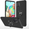 WOWUDI Hülle für Samsung Galaxy A51 4G,Magnetisch Ring Ständer,Matte Stoßfest Handyhülle mit Silicone Stoßstange,Multi-Layer Stoßfest Schutzhülle Design Case Cover,Schwarz