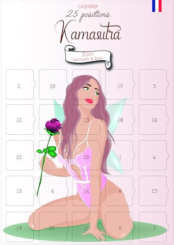 25-Tage-Kalender für Paare, sexy Herausforderungen, vor oder nach einem Veranstaltung in Verliebten, 25 Tage Countdown für Erwachsene, Unisex, 25 Fächer, A3
